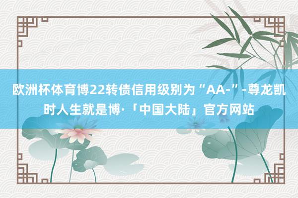 欧洲杯体育博22转债信用级别为“AA-”-尊龙凯时人生就是博·「中国大陆」官方网站