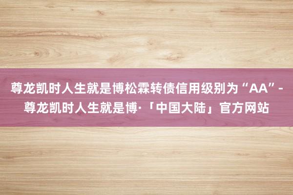 尊龙凯时人生就是博松霖转债信用级别为“AA”-尊龙凯时人生就是博·「中国大陆」官方网站